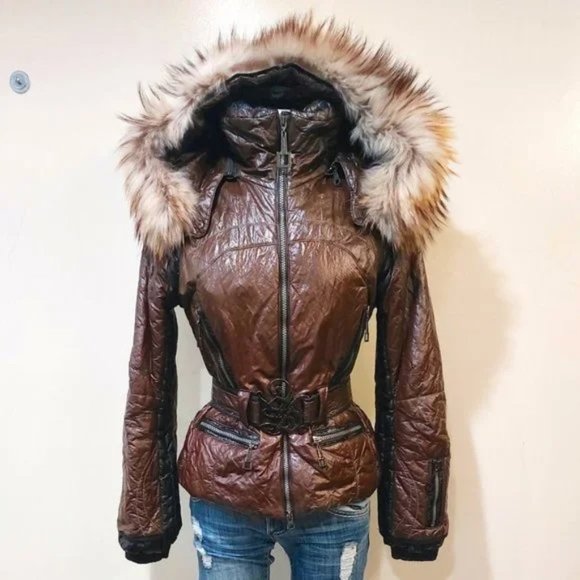 💥SPECTACULAR💥VNG SPORTALM SKI JACKET with SILVER FOX FUR HOOD in